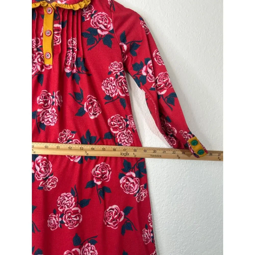Matilda Jane Sleepyhead‎ PJ Gown Girls Size 8 Red Rose Pattern Tiered Ruffle Hem